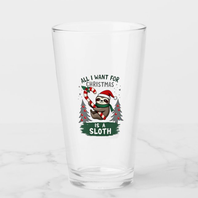 A Sloth For Christmas. Cute, Christmas Sloth With  Glas (Vorderseite)