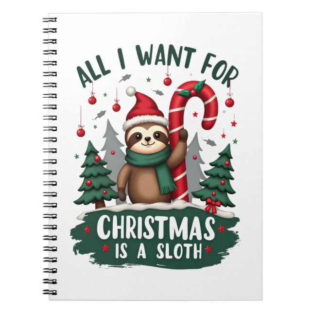 A Sloth For Christmas. Cute, Christmas Sloth With  Notizblock (Vorderseite)