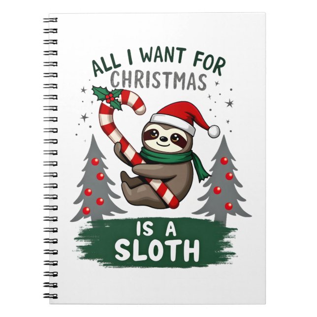 A Sloth For Christmas. Cute, Christmas Sloth With  Notizblock (Vorderseite)