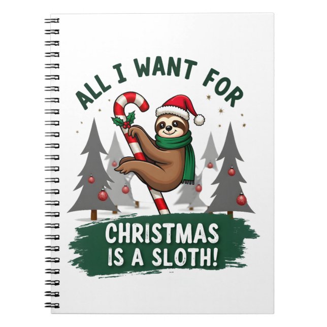 A Sloth For Christmas. Cute, Christmas Sloth With  Notizblock (Vorderseite)