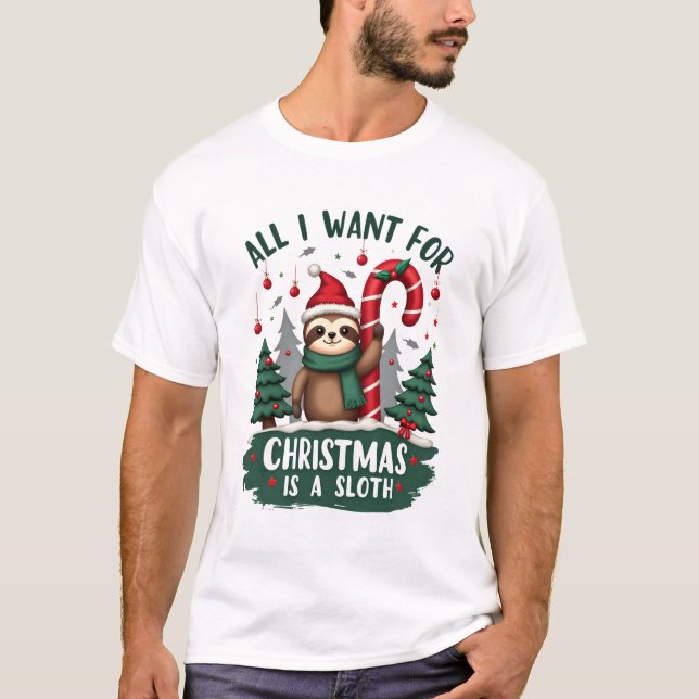 A Sloth For Christmas. Cute, Christmas Sloth With  T-Shirt (Vorderseite)