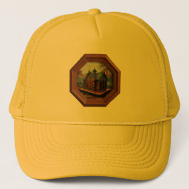 A Small Cabin Sits On A Platform In A Clearing Truckerkappe