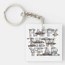 a smart happy new year design for cars lovers  schlüsselanhänger