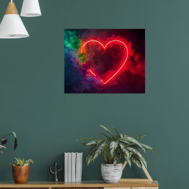 A Smoking Red Hot Heart on a Modern Wall Poster