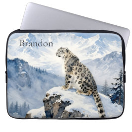 A Snow Leopard on Snowy Peak Personalized Laptopschutzhülle