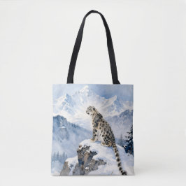 A Snow Leopard on Snowy Peak Tasche
