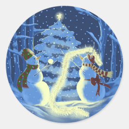 A Snowman Christmas Runder Aufkleber