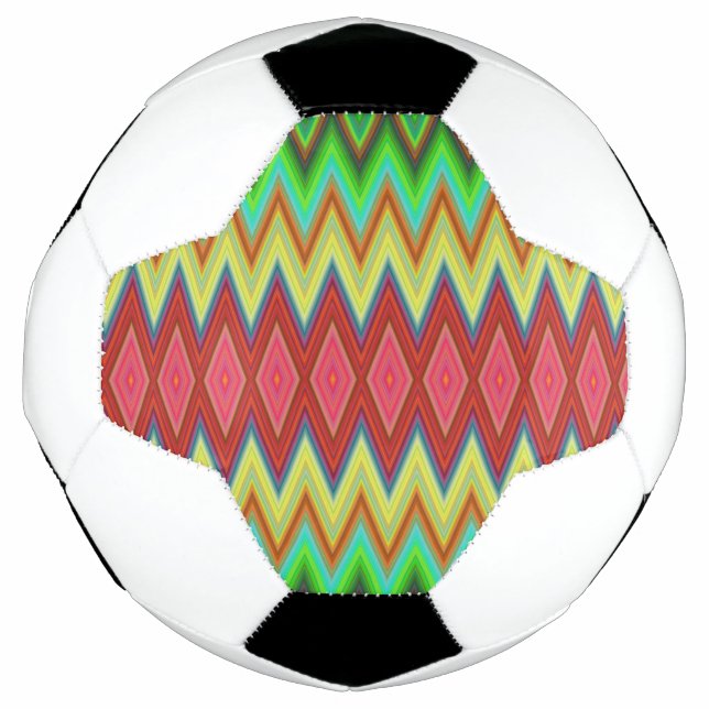 A soccer ball with vibrant, multicolored chevron  (Vorderseite)