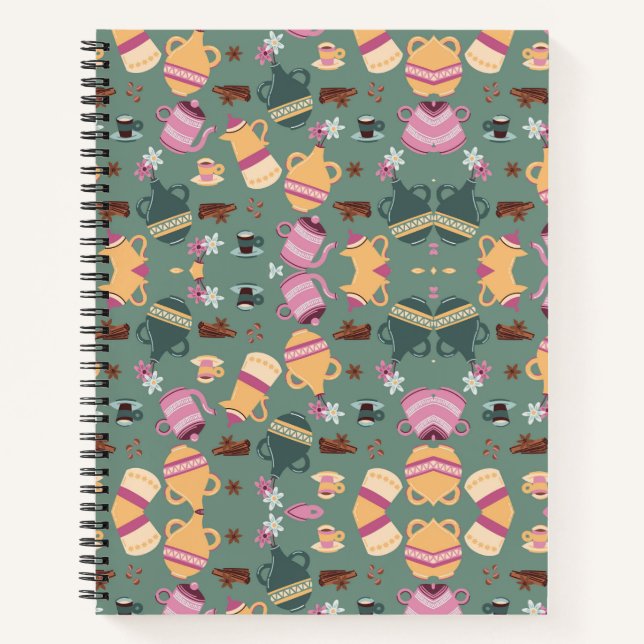 A spiral-bound notebook with a playful pattern notizbuch (Vorderseite)