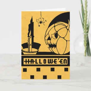 "A SPOOKY NIGHT SHOW" VINTAG HALLOWEEN GREETING KARTE