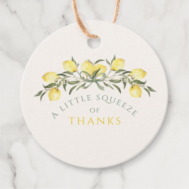 A Squeeze of Thanks Lemon Citrus Baby Shower Geschenkanhänger (Vorderseite)