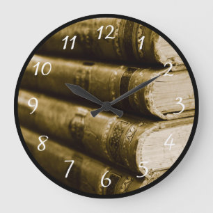 A Stack of Old Books Große Wanduhr