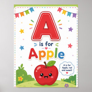 A steht für Apfel Alphabet Poster für Kinder im Kl