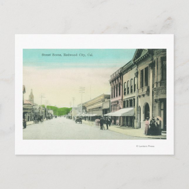 A Street SceneRedwood City, CA Postkarte (Vorderseite)