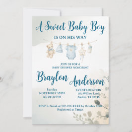 A Sweet Baby Boy is on his way Baby Shower Einladung