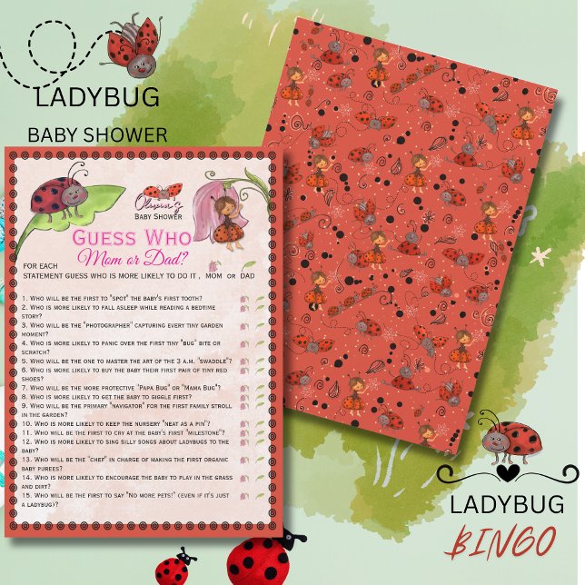 A Sweet Little Lady Ladybug Guess Who Game Card Einladung (A Sweet Little Lady Ladybug Guess Who Game Card)
