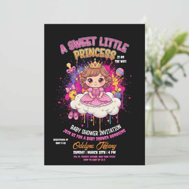 A Sweet Little Princess baby shower Invitation (Debout devant)