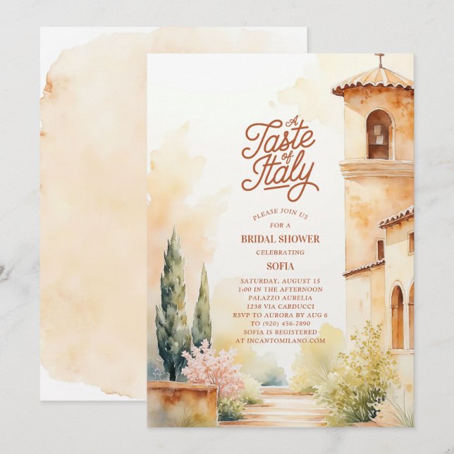 A Taste of Italy Italian Bridal Shower Einladung (Vorne/Hinten)