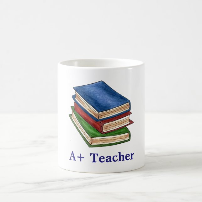 A+ Teacher Library Book Stack Teaching Bildung Kaffeetasse (Mittel)