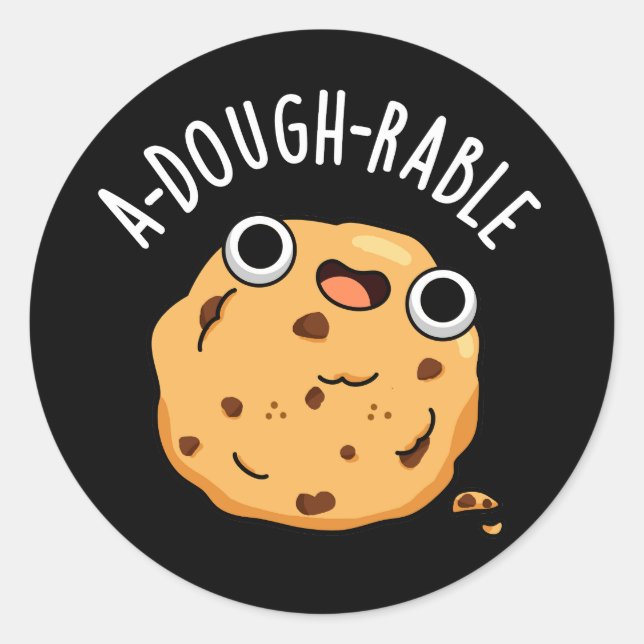 A-Teig-Rasen Funny Cookie Pun Dark BG Runder Aufkleber (Vorderseite)