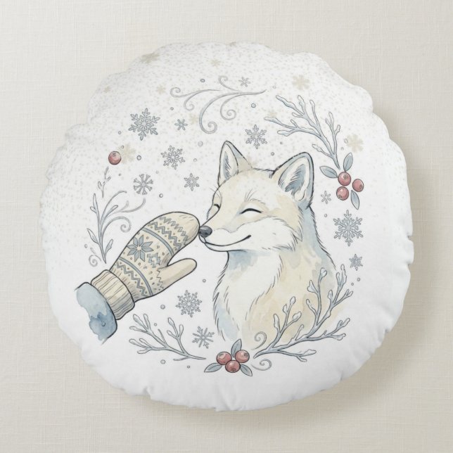 A Tender Winter Boop Rundes Kissen (Vorderseite)