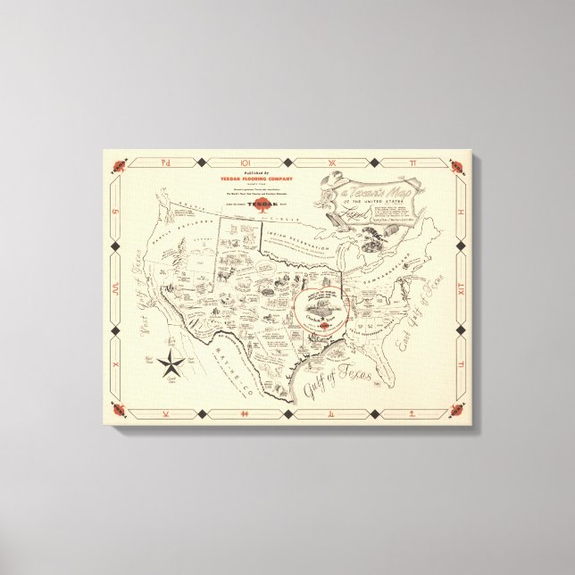 A Texan's Map of the United Staaten (of Texas) Leinwanddruck (Vorderseite)