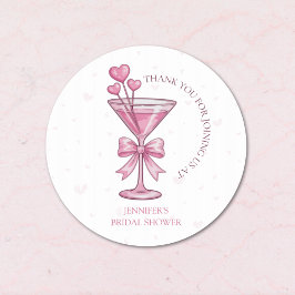 A Tini Bit Engaged Pink Martini Bridal Shower  Runder Aufkleber