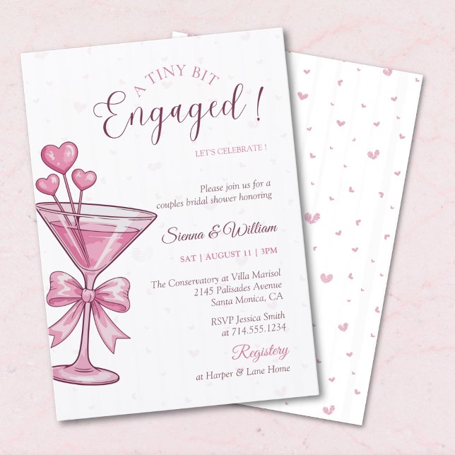 A Tini Bit Engaged Pink Martini Couple Shower Einladung (Von Creator hochgeladen)