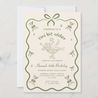 A Tini Bit Older Espresso Martini Bow Birthday  Einladung