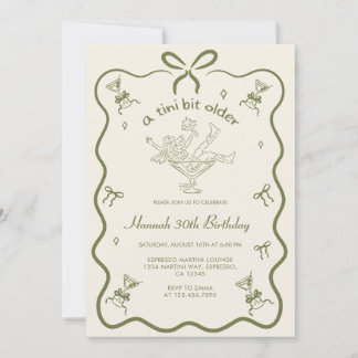 A Tini Bit Older Espresso Martini Bow Birthday  Einladung