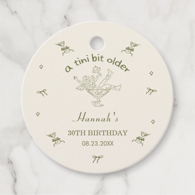 A Tini Bit Older Espresso Martini Bow Birthday Geschenkanhänger (Vorderseite)