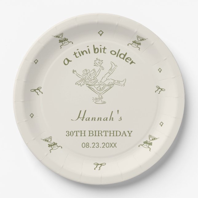 A Tini Bit Older Espresso Martini Bow Birthday Pappteller (Vorderseite)