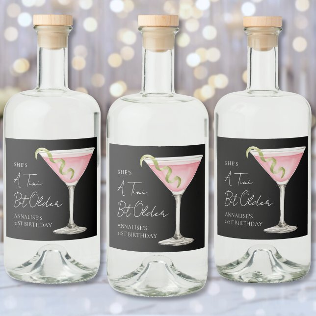A Tini Bit Older Martini Birthday Alkoholflaschenetikett (A Tini Bit Older Martini Birthday Liquor Bottle Label)