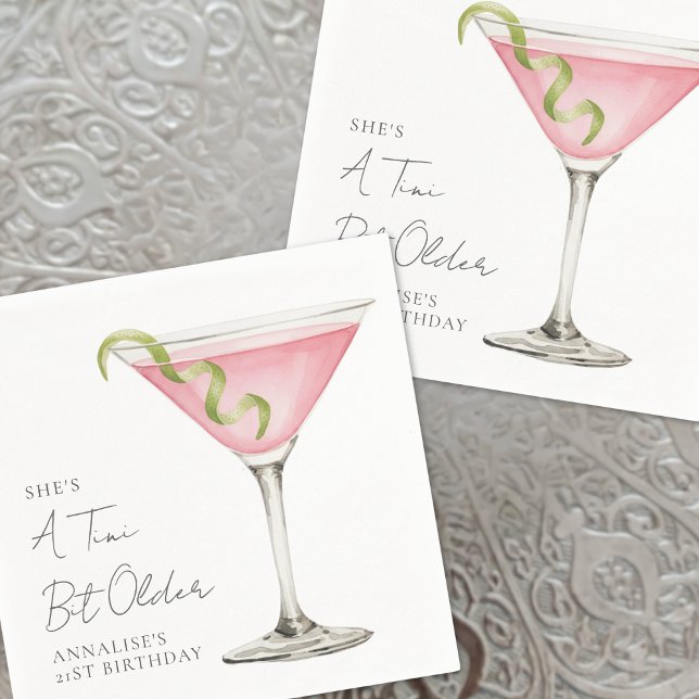 A Tini Bit Older Martini Birthday Party Serviette (A Tini Bit Older Martini Birthday Party Napkins)