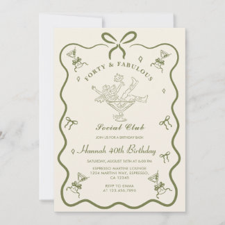 A Tini Bit Older Martini Bow 40 Geburtstag Einladung