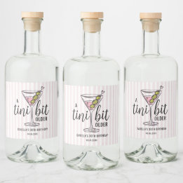 A Tini Bit Older Pink Martini Birthday Alkoholflaschenetikett