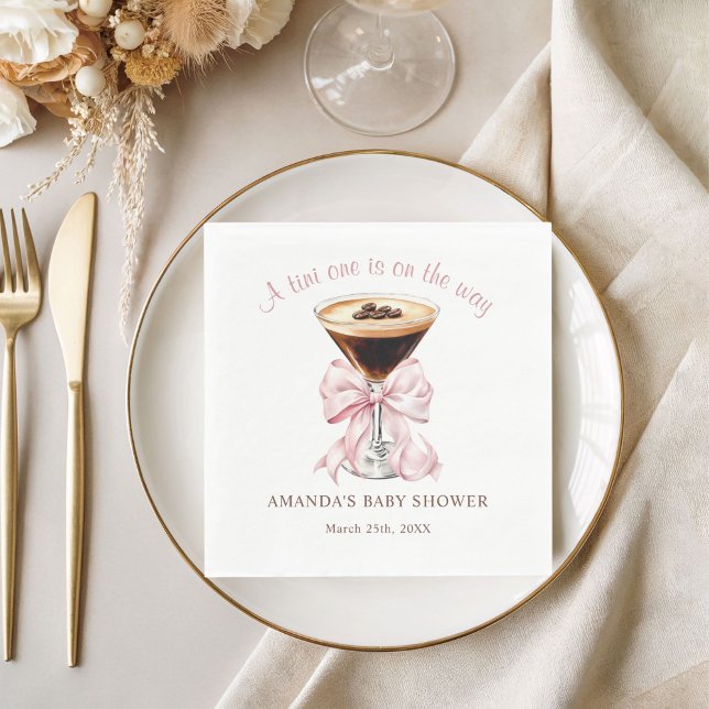 A tini One is on the Way Baby Shower Girl Serviette (A tini One is on the way Baby Shower Napkin)