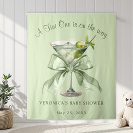 A tini One is on the Way Bow Martini Baby Shower Wandteppich