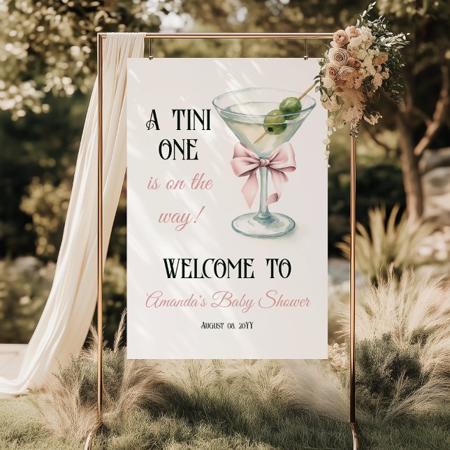 A Tini One Martini Pink Bow Baby Shower Welcome Poster (Von Creator hochgeladen)