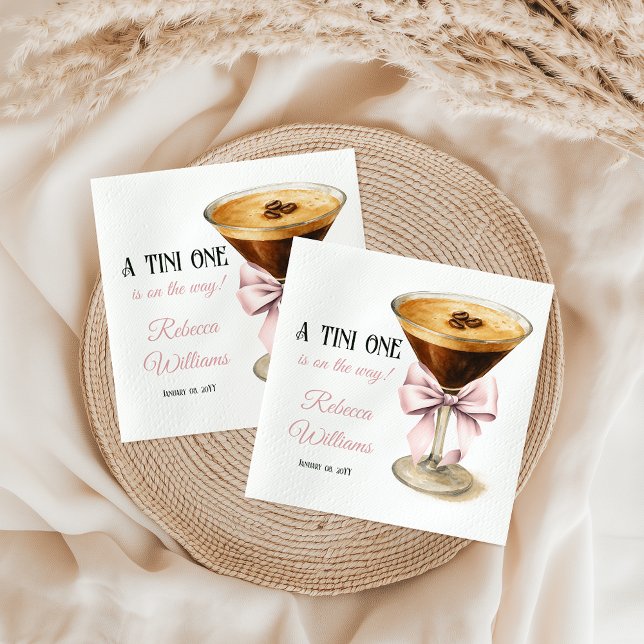 A Tini One Pink Bow Espresso Martini Babydusche Serviette (Von Creator hochgeladen)