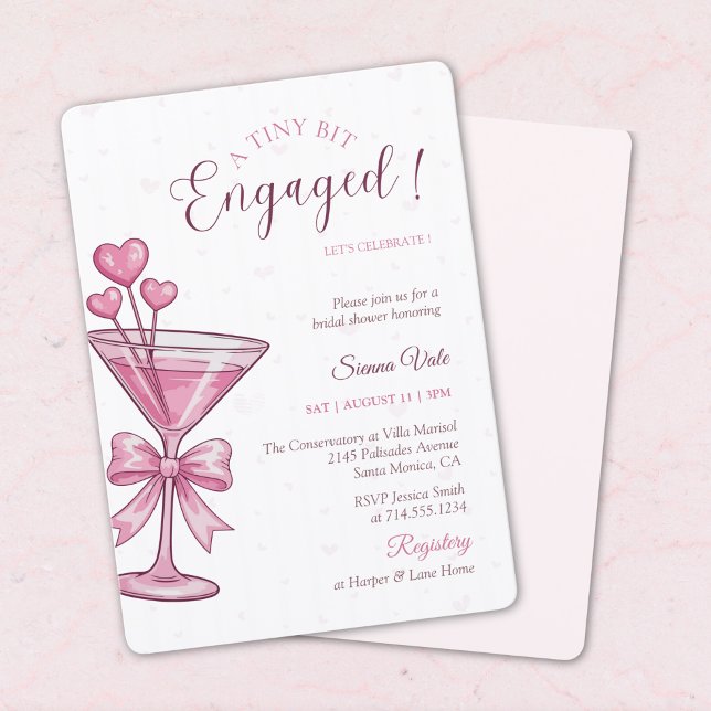 A Tiny Bit Engaged Pink Martini Bridal Shower Einladung (Von Creator hochgeladen)