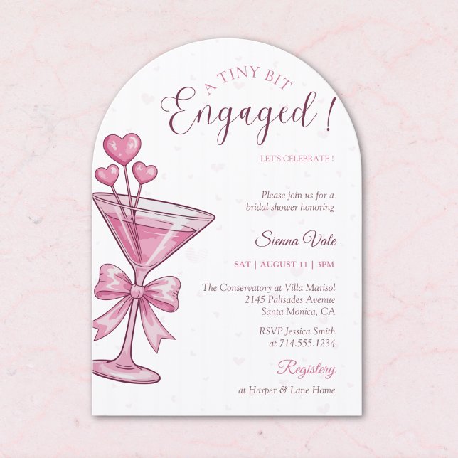 A Tiny Bit Engaged Pink Martini Bridal Shower Einladung (Von Creator hochgeladen)
