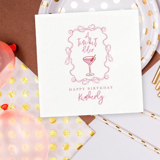 A Tiny Bit Older Pink Red Hand Drawn Birthday  Serviette (Von Creator hochgeladen)