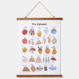 A to Z Alphabet Kinder Kinderzimmer Erziehungskuns Wandteppich Mit Holzrahmen