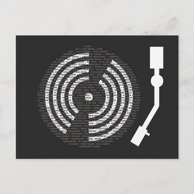 A to Z Turntable Dunkle Postkarte (Vorderseite)