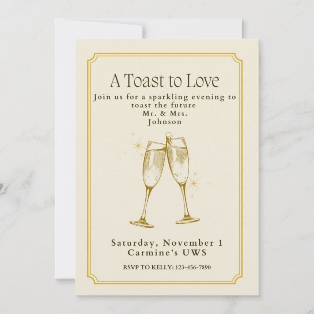 A Toast to Love Engagement Party Invitation (Devant)