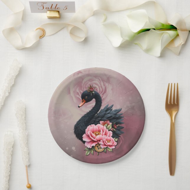 A touch of rose and swan's glow. pappteller (Hochzeit)