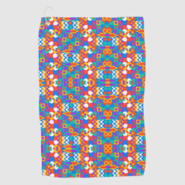 A towel with a vibrant colorful geometric pattern golfhandtuch