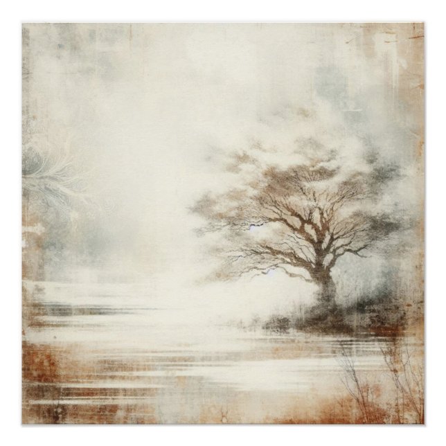 A Tree In The Mist Old Photo Graphic Design Poster (Vorderseite)