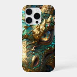 A Turquoise and Gold Dragon Mystical iPhone 16 Pro Hülle